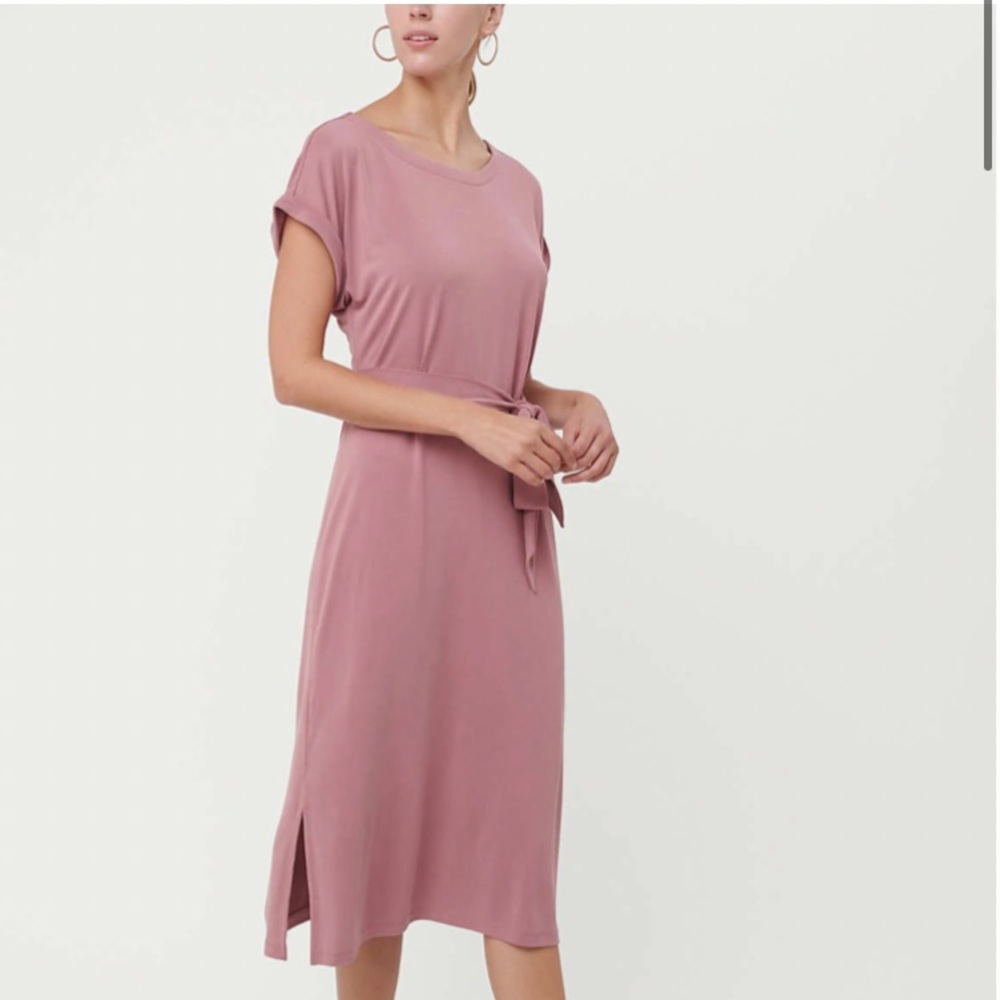 Dolman Tie Waist Modern Minimalist MIDI Dress M L - Picture 4 of 6